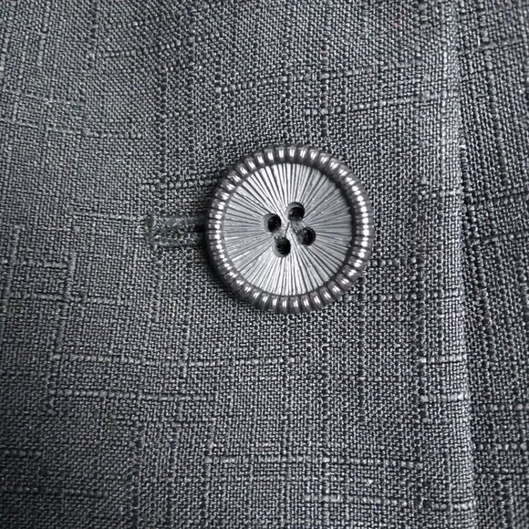 Black Textured Fabric with Feminine Flat Ribbon Ruffle Lapel Trim Sz 6P - Picture 4 of 8